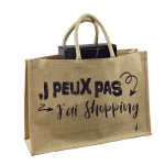 Sac Goa toile de jute naturel cabas décor noir - J'peux pas j'ai shopping