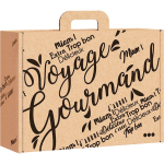 Valisette carton kraft rectangle Voyage Gourmand noir