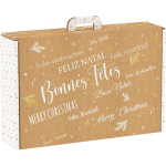 Valisette carton rectangle Bonnes Fêtes kraft/blanc/or