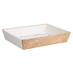 Corbeille carton rectangle Bonnes Fêtes Kraft/Blanc