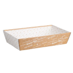 Corbeille carton rectangle Bonnes Fêtes Kraft/Blanc