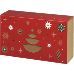 Coffret carton kraft rectangle fourreau Bonnes Fêtes rouge